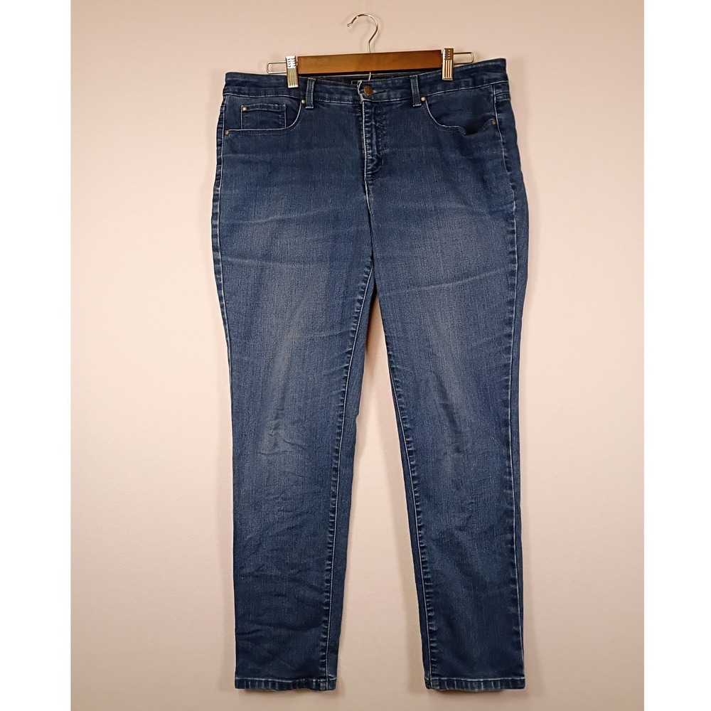Classic Charter Club Women 12 Blue Bristol Skinny Ankle Mid Rise Stretch Jeans